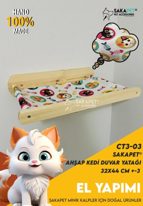 Ahşap Kedi Duvar Yatağı CT3-03