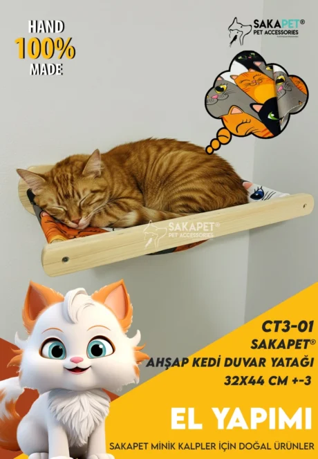 Ahşap Kedi Duvar Yatağı CT3-01
