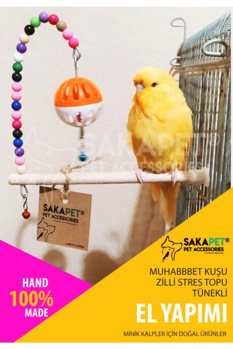 Muhabbet Kuşu Zilli Stres Topu Tünekli