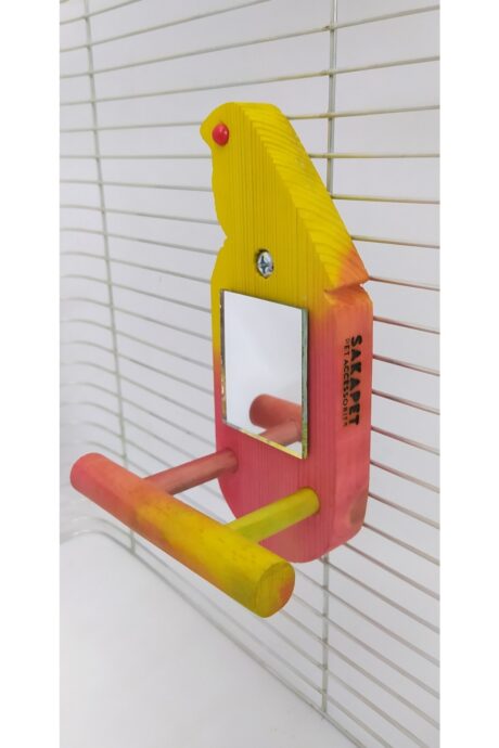 Kuş Aynası Sarı Kırmızı Doğal Ahşap