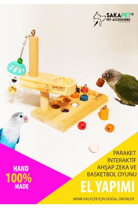 Paraket İnteraktif Ahşap Zeka ve Basketbol Oyunu – El Yapımı Kuş Oyuncağı